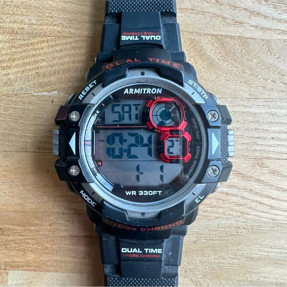 Armitron pro sport dual time digital watch NEW BATTERY
